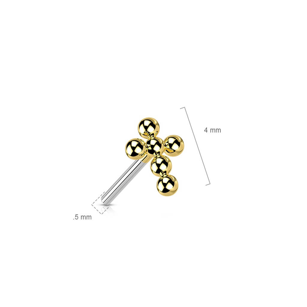 Titanium Labret Cross Ball Flower Push-In