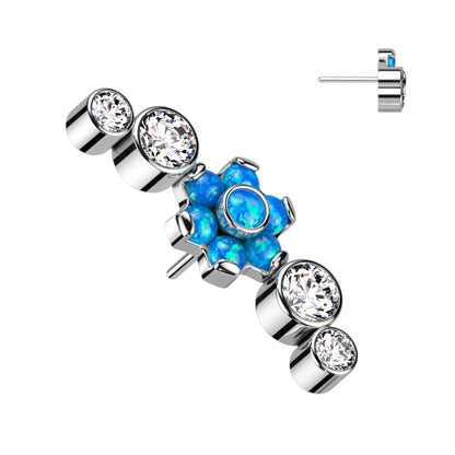 Titanium top flower zirconia opal Push-In