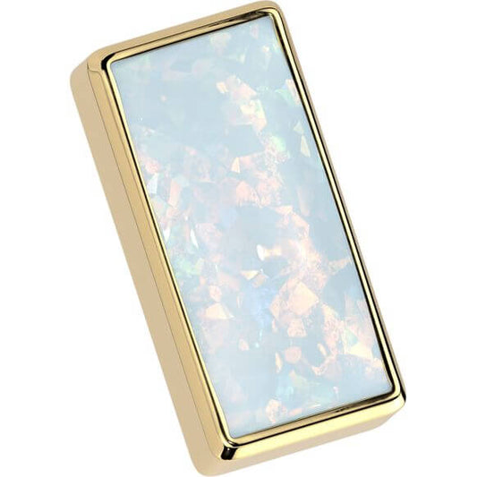 Titanium top rectangular opal bezel setting Push-In