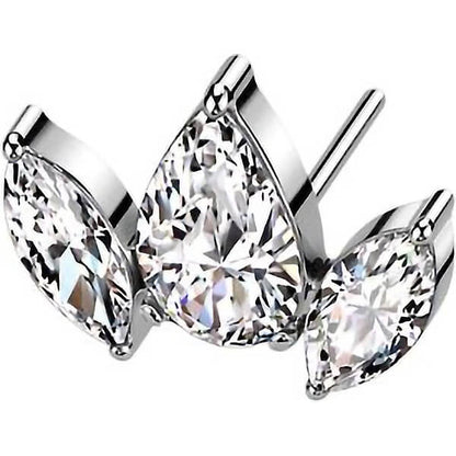 Titanium Top Marquise Cut 3 Zirconia Push-In