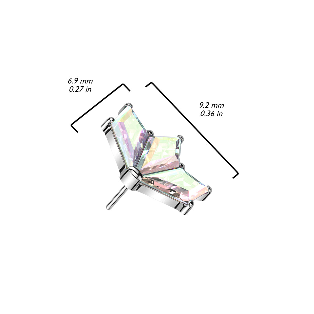 Titane Embout Embout 3 Marquises Zircone Enfoncer