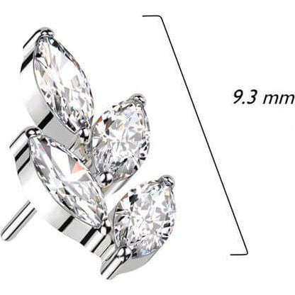 Titanium top marquise leaf zirconia Push-In