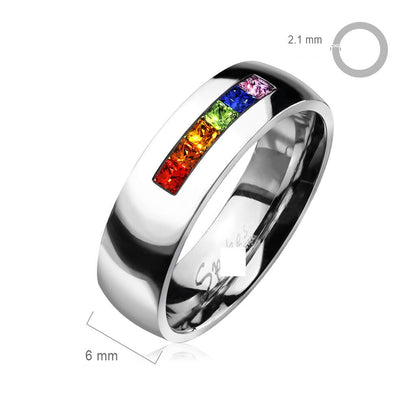 Anneau Zircone Arc-en-ciel Argent