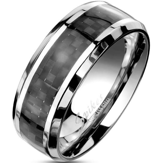 Anneau Carbone Noir Argent