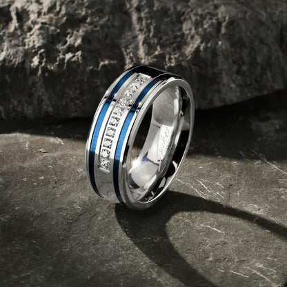 Anneau 10 Zircone Bleu  Argent