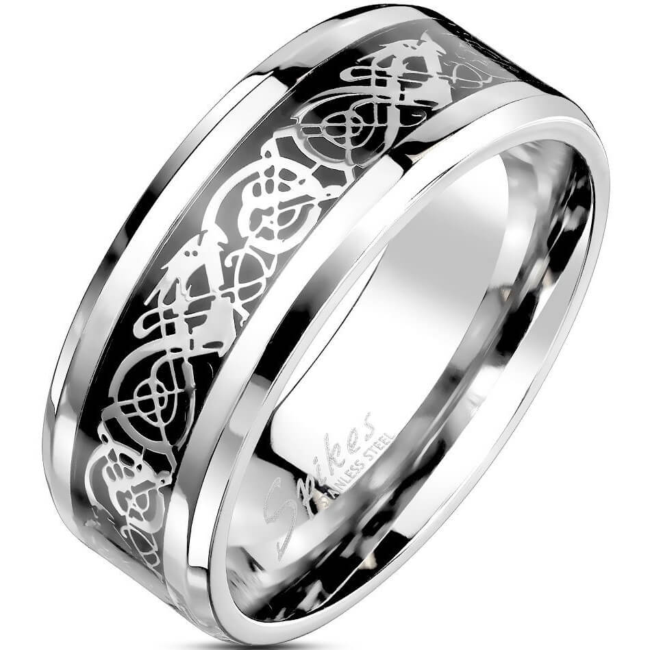 Celtic Dragon Black Silver