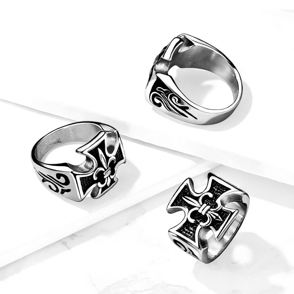 Iron Cross Fleur de Lis Silver