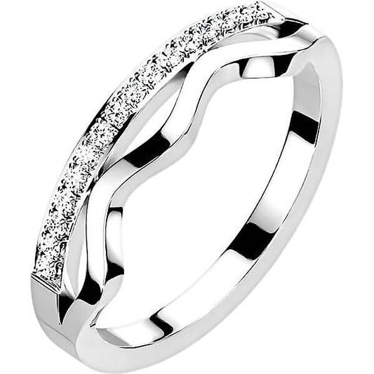 Anneau Vagues Zircone Argent