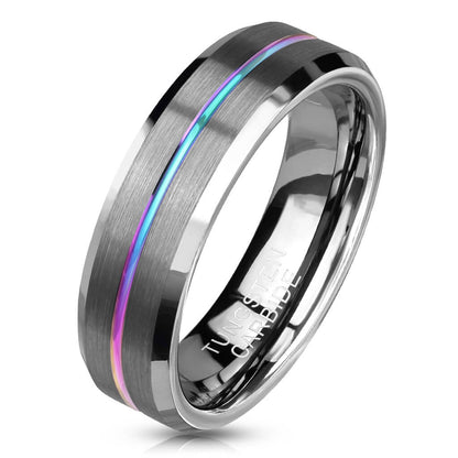 Anneau Rainbow Line Argent Brossé