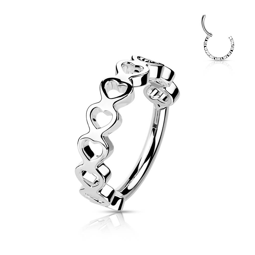 Anello Piercing Design Cuori Clicker