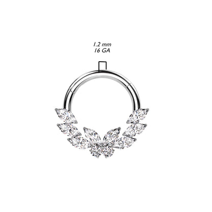 Ring Butterfly Leaf Zirconia Clicker