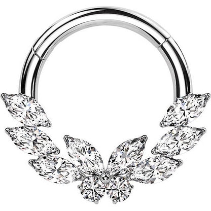 Anneau Papillon Fleur Zircone Cliqueur