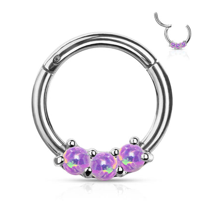 Anello Piercing 3 opali Clicker