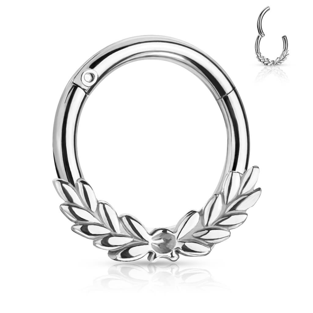 Ring Laurel Leaves Silver Clicker