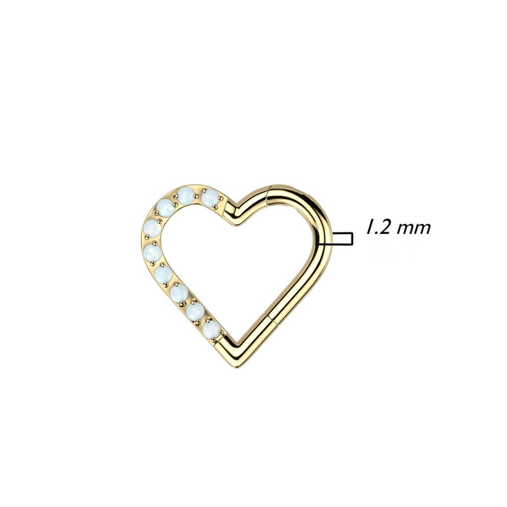 Titanio Anello Piercing  Cuore di opali Clicker