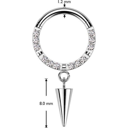 Titanio Anello Piercing zirconi spina pendente Segment