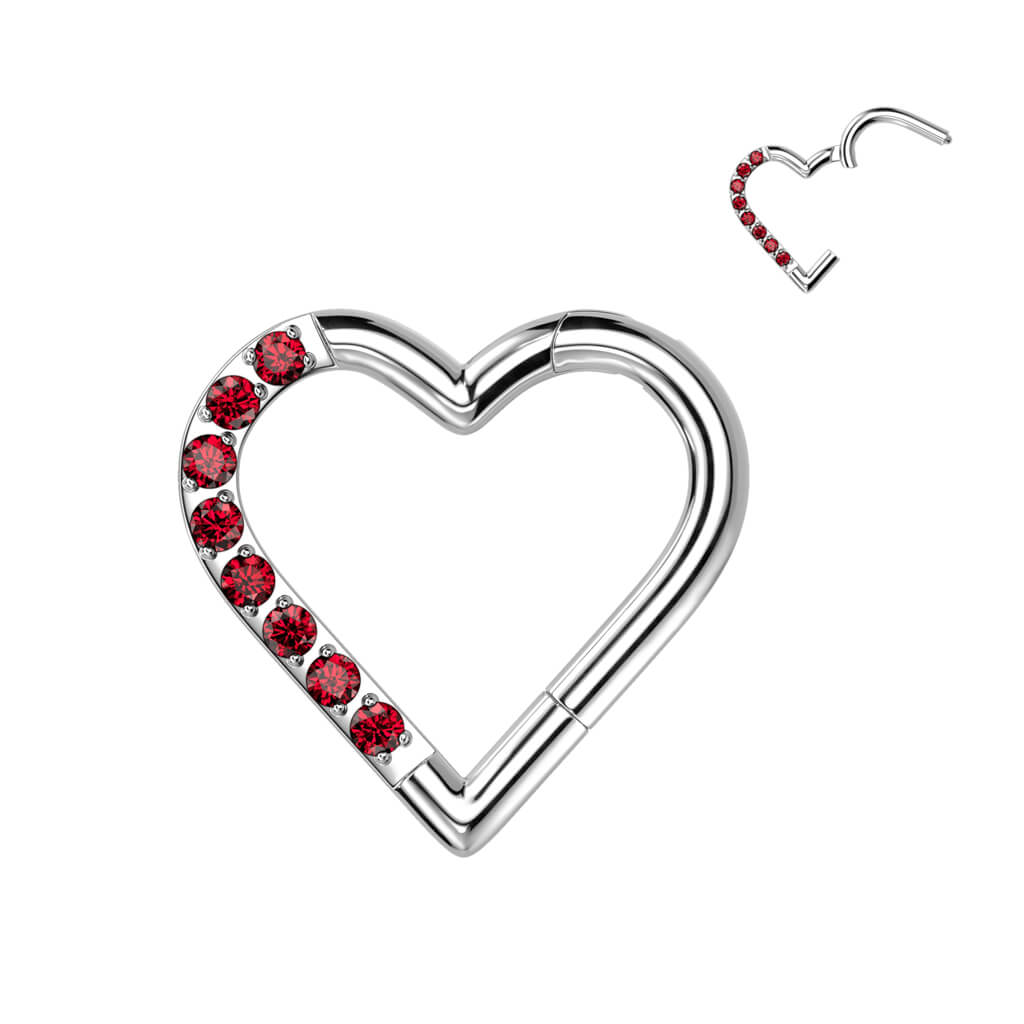 Titanium Ring Heart Zirconia Clicker