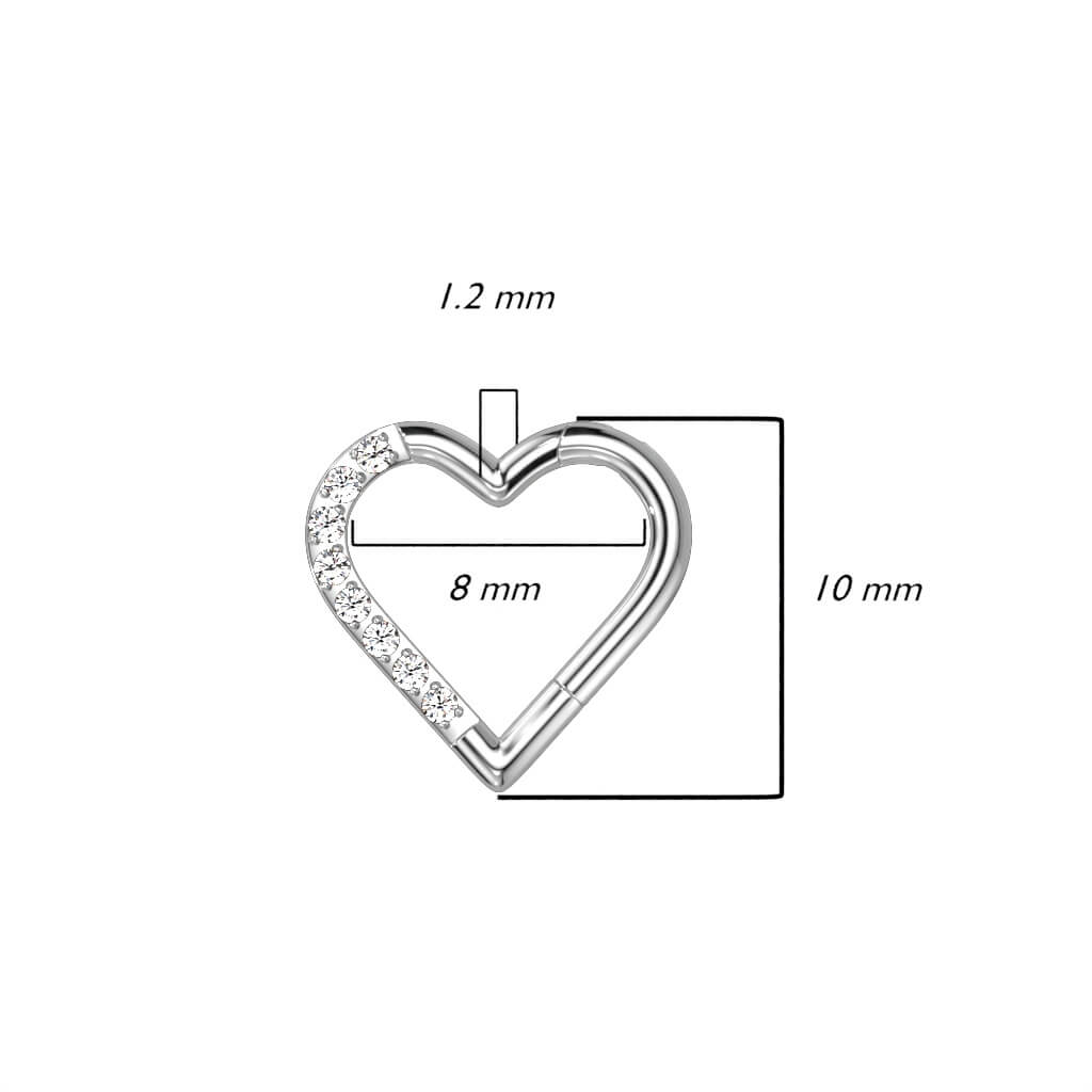 Titanium Ring Heart Zirconia Clicker