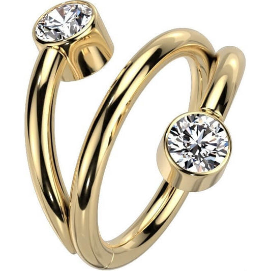 Titanium Ring Double Row Ball Zirconia Clicker