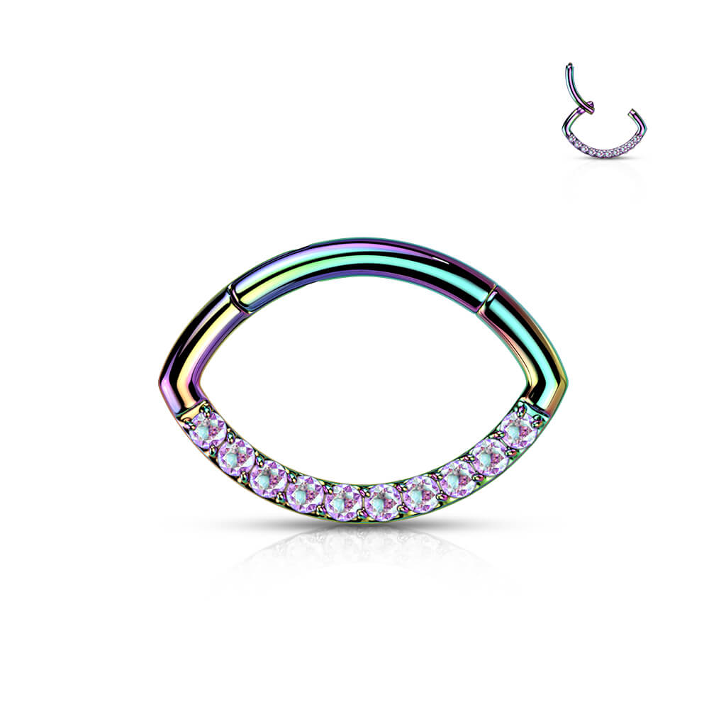 Titanium Ring Oval Zirconia Clicker