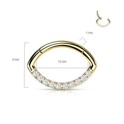 Titanium Ring Oval Zirconia Clicker