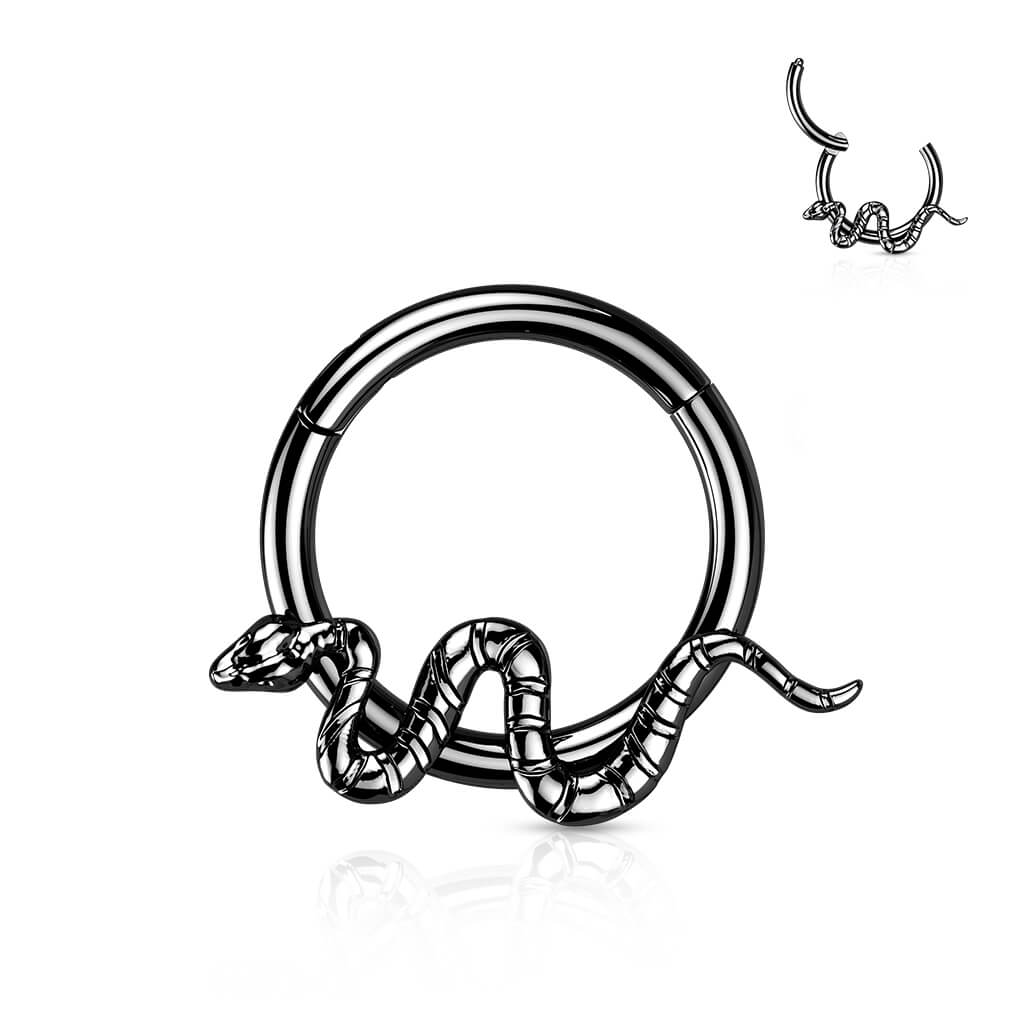 Titanium Ring Snake Silver Clicker