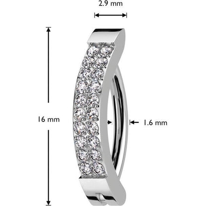 Titane Anneau Double Ligne Zircone Cliqueur