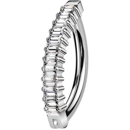 Titanium Belly Button Piercing zirconia baguette cut