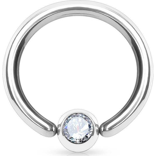 Anillo Bola Circonita Plata Flexible