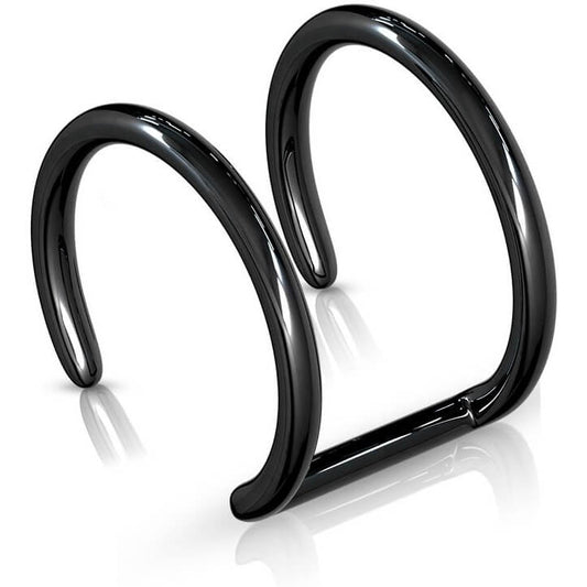 Fake Ear Piercing Double Line Black Bendable