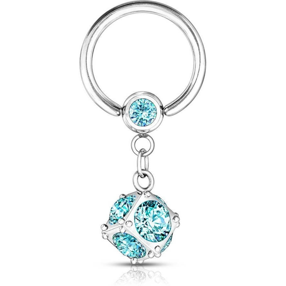 Ring Ball Zirconia dangle Silver Captive Bead