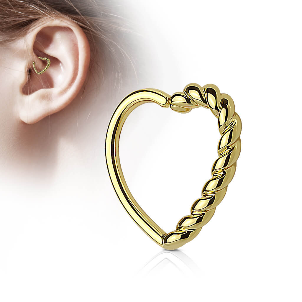 Anello Piercing  Cuore con lato attorcigliato Pieghevole