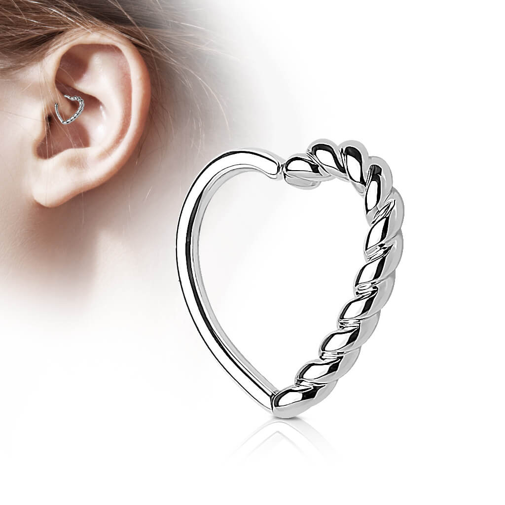 Anello Piercing  Cuore con lato attorcigliato Pieghevole