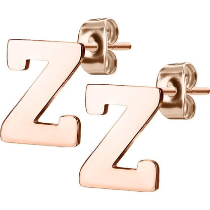 Bouton d'Oreille Lettres A-Z Or Rose