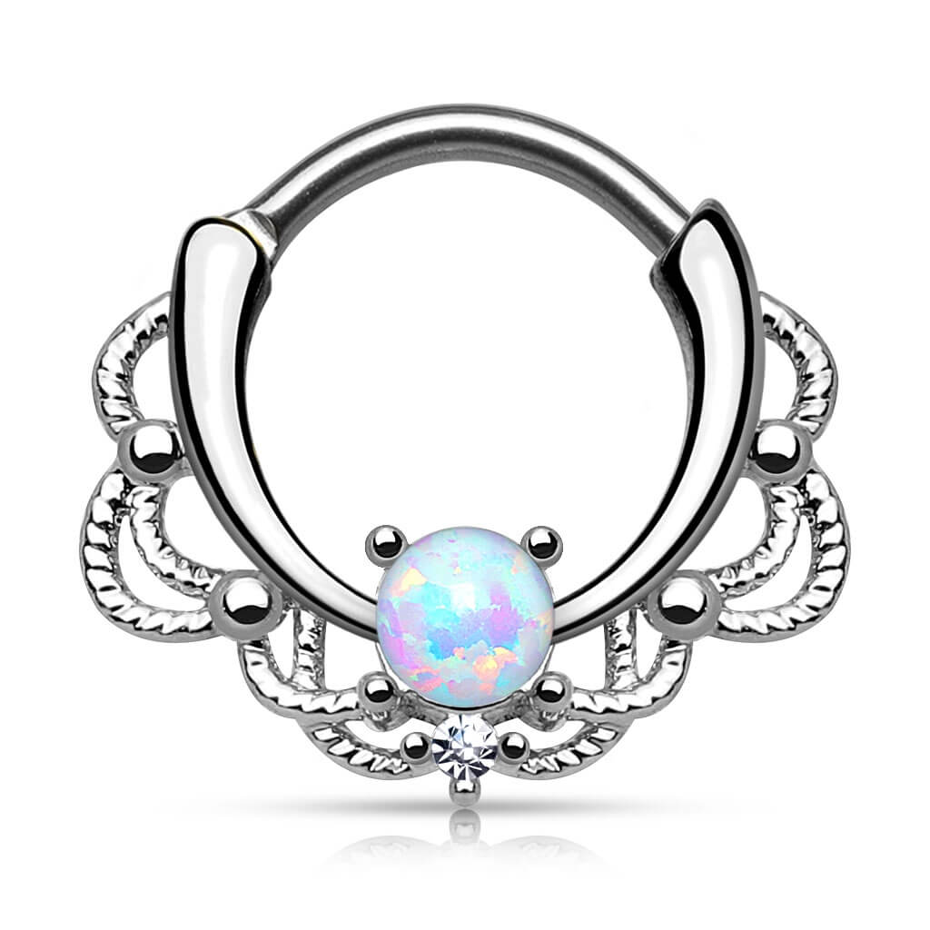 Septum Piercing Clicker Opal Silver Clicker