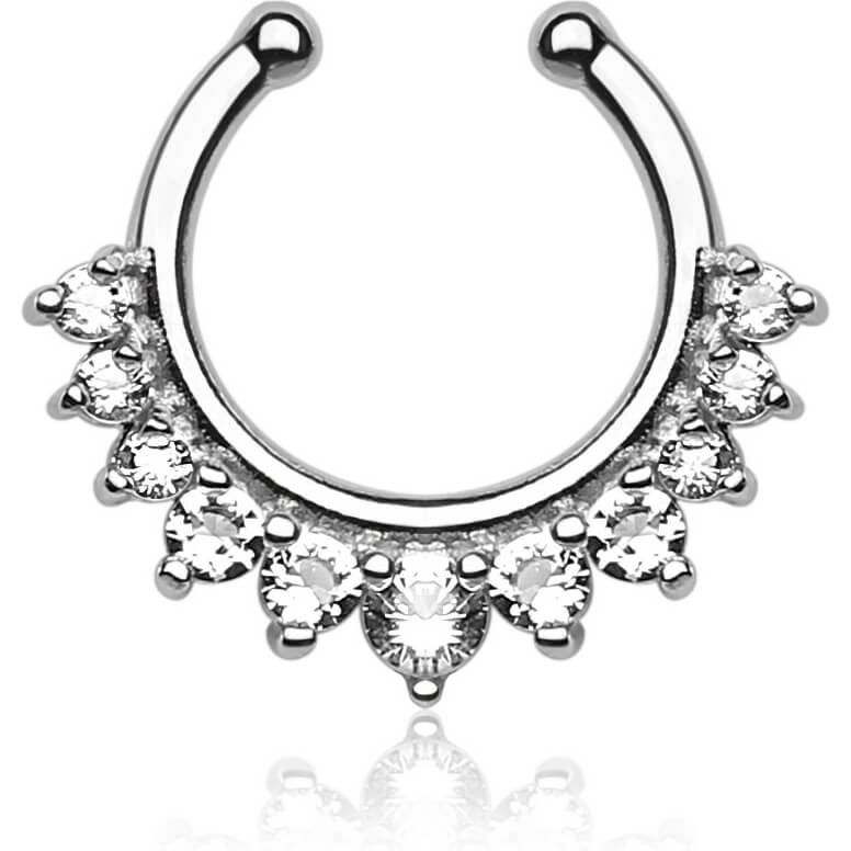 Faux Piercing au nez Septum 11 Zircone Pliable