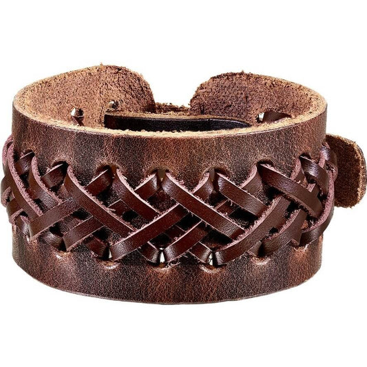 Bracelet Marron Tressé Croisé