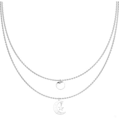 Collier Étoile Lune Rond Superposé