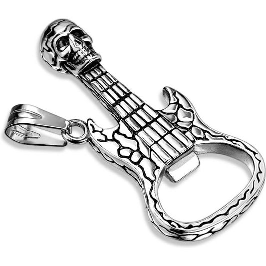 Collier Argent Guitare Ouvre-bouteille