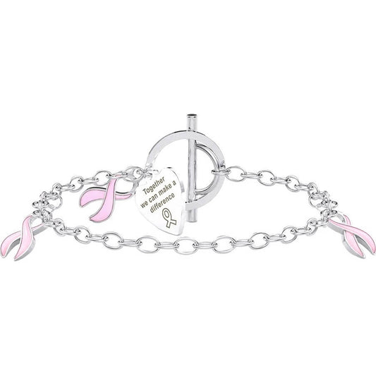 Bracelet Ruban Cancer du Sein Argent