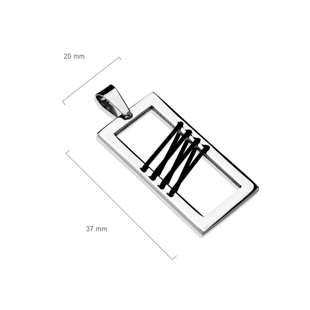 Hebilla rectangular plateada con cordones de cuero