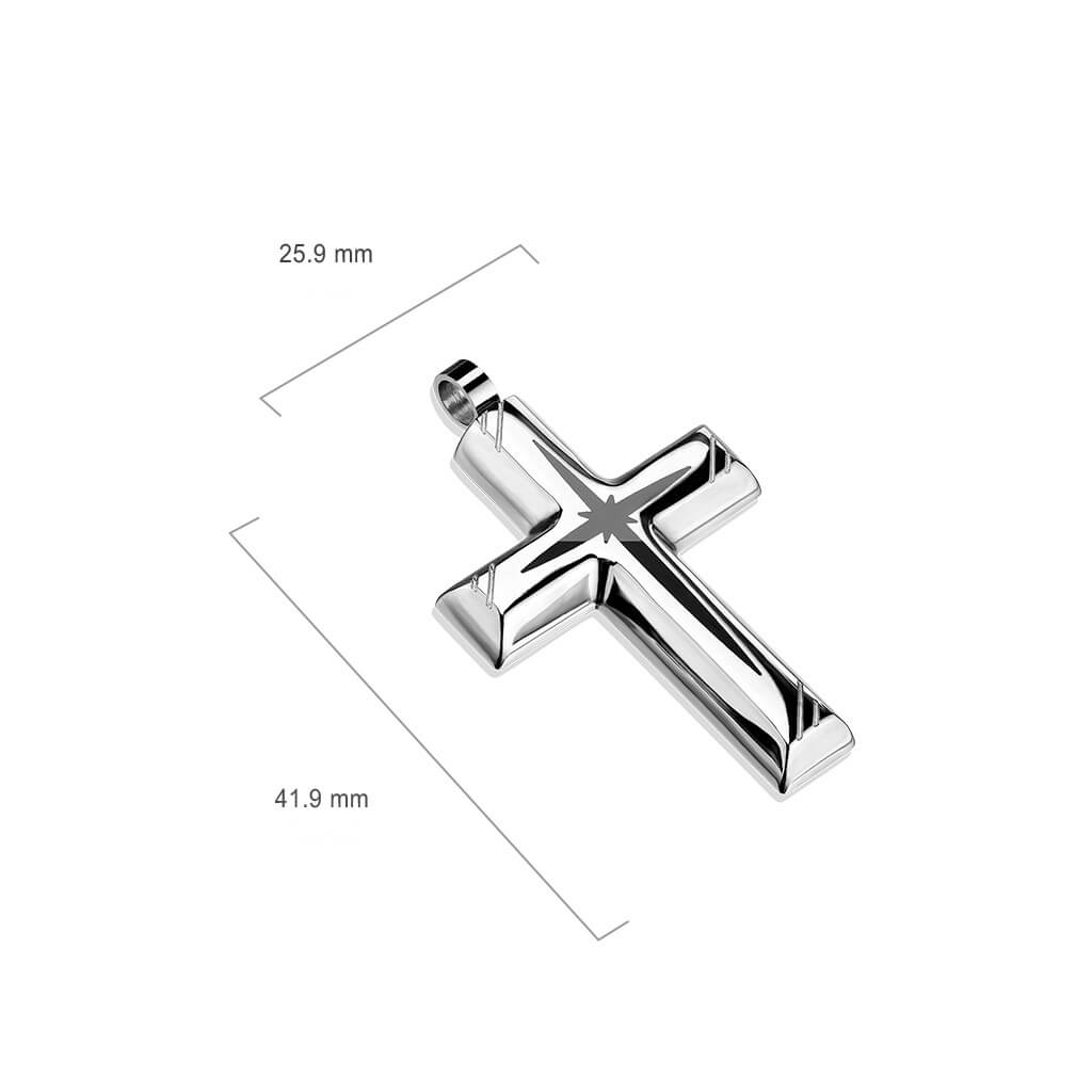 Cruz plateada con estrella negra