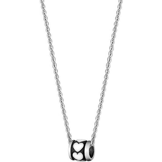 Collier Cœur Rond Argent Noir