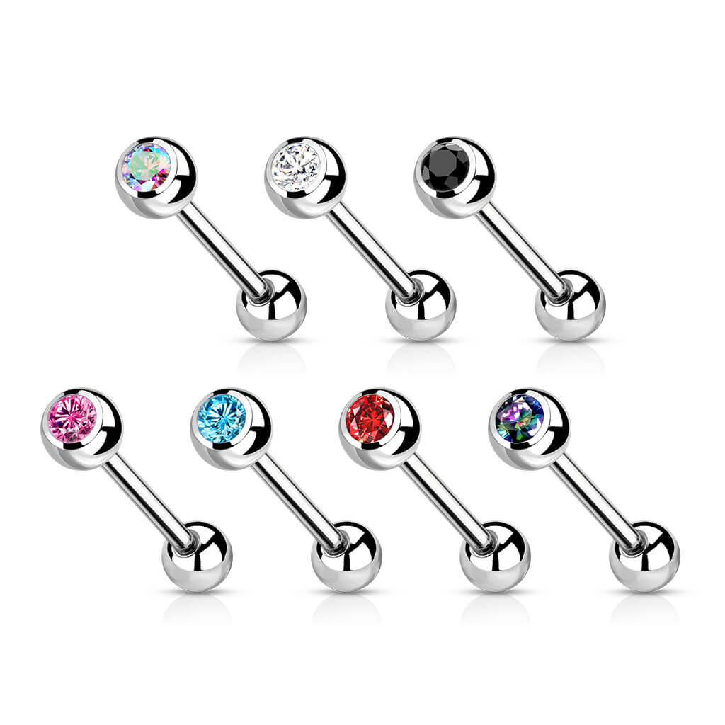 Titanium Barbell Ball Zirconia Silver