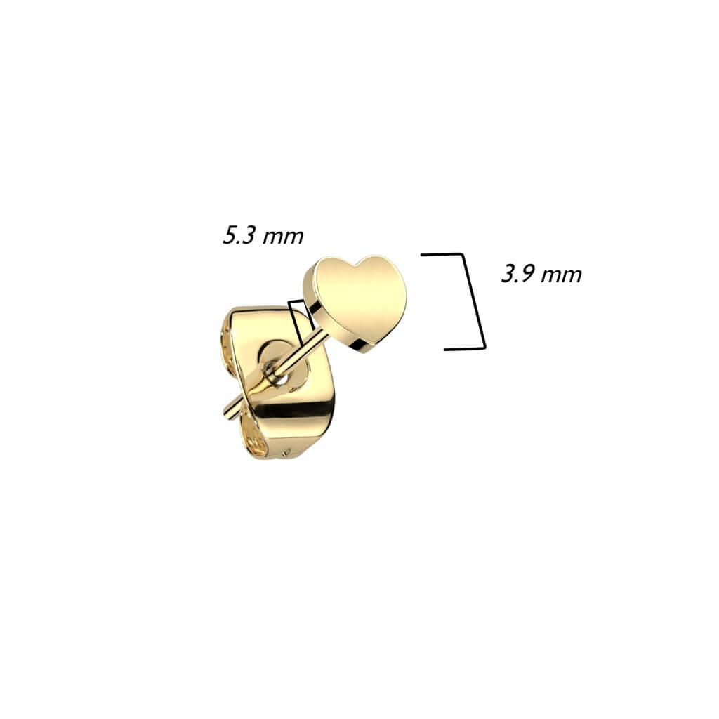 Titane Bouton d'Oreille Cœur Plat