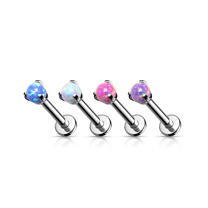 Titane Labret Bille Opale Argent Filetage Interne