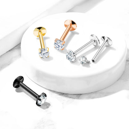 Titan Labret Zirkonia Rund Innengewinde