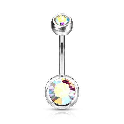 Titanium Belly Button Piercing Zirconia Round