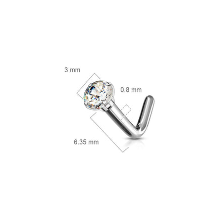 Titanium Nose L-Shape Zirconia Round Silver