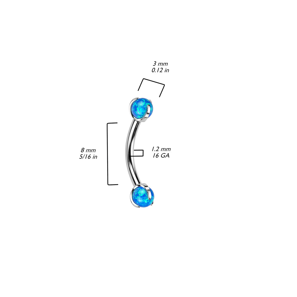 Titan Augenbrauenpiercing Kugel Opal Innengewinde